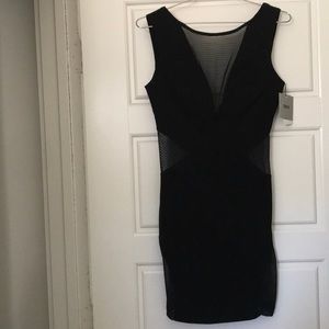 ASOS black mini dress with sheer cutouts